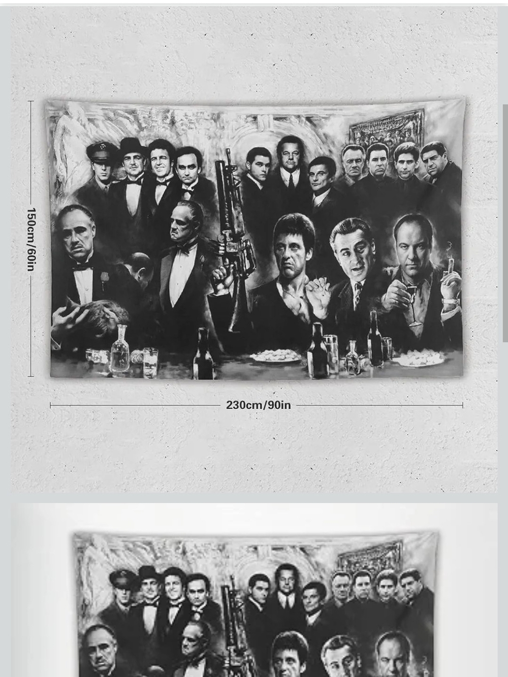 New Black and White Mob Collage Wall Tapestry